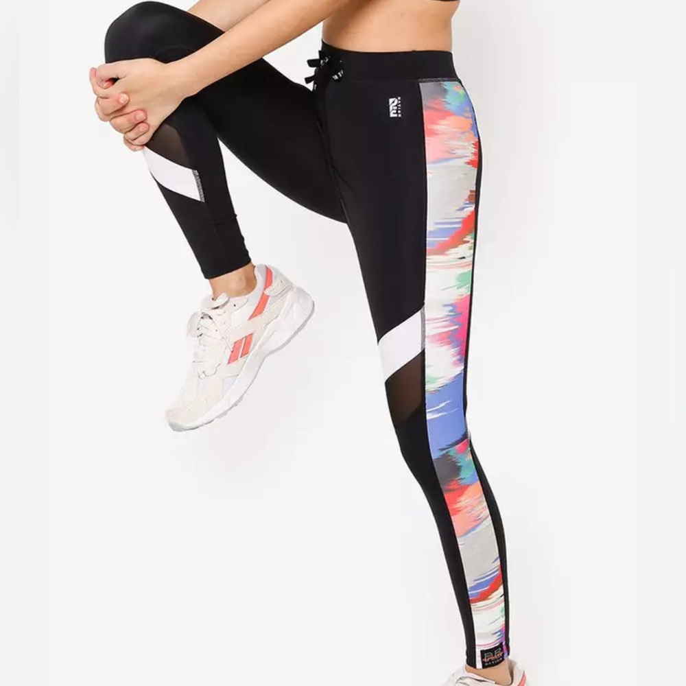 P.E Nation Break Out Mesh Multicolored Leggings NWOT Small Black